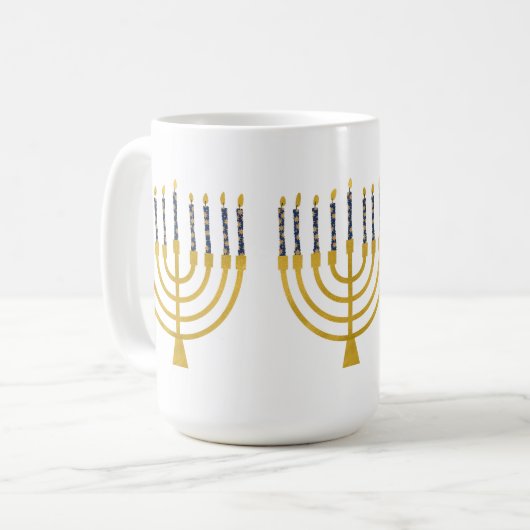 Festivals Menorah Hanukkah Blue Candles Illustrati Kaffeetasse (Vorderseite Links)