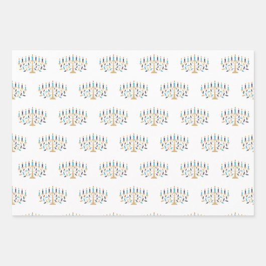 Festivals Menorah Hanukkah Geschenkpapier Set (Vorderseite 2)