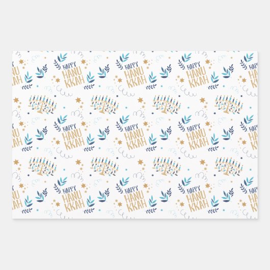Festivals Menorah Hanukkah Geschenkpapier Set (Vorderseite)