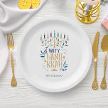 Festivals Menorah Hanukkah Pappteller<br><div class="desc">Feierliche Menorah Hanukkah Design.</div>