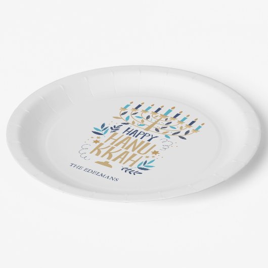 Festivals Menorah Hanukkah Pappteller (Schrägansicht)