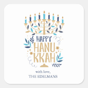 Festivals Menorah Hanukkah Quadratischer Aufkleber