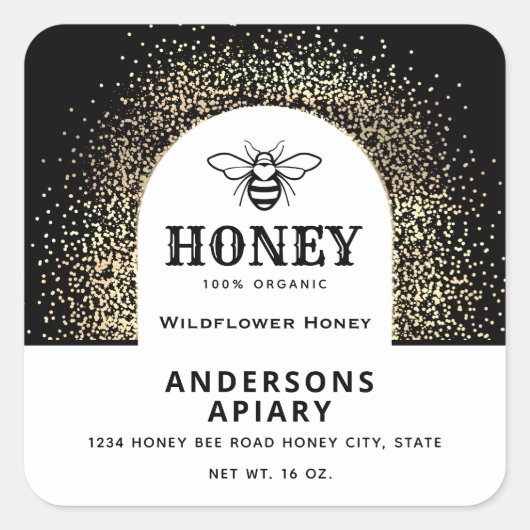 Festivals Minimalistisch Modernes Honigglas Quadratischer Aufkleber (Vorderseite)
