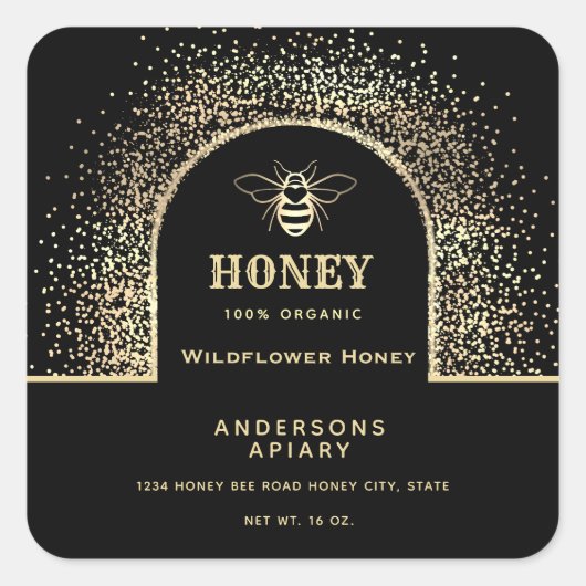 Festivals Minimalistisch Modernes Honigglas Quadratischer Aufkleber (Vorderseite)
