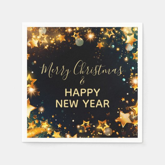 Festivals mit Gold Stars Bokeh und Glitzern Serviette (Vorderseite)