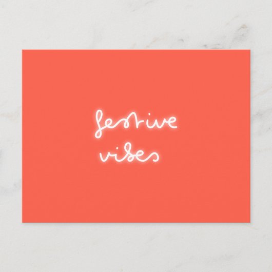 Festivals | Modern Neon Light Trendy Red Xmas Postkarte (Vorderseite)