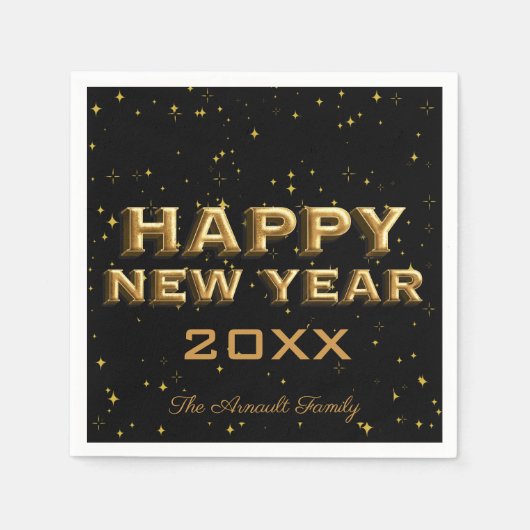 Festivals Moderne Black Gold Glitzern glücklich Ne Serviette (Vorderseite)