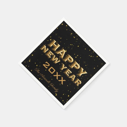 Festivals Moderne Black Gold Glitzern glücklich Ne Serviette (Ecke)