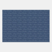 Festivals Moderne Blauen und Beige Weihnachten Geschenkpapier Set (Vorderseite)