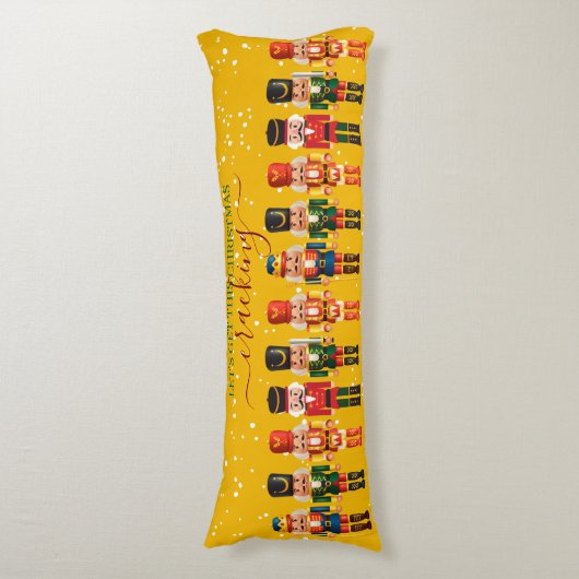 Festivals Moderne Xmas gelbe Niedliche Nutcracker Seitenschläferkissen (Vorderseite Vertikal)