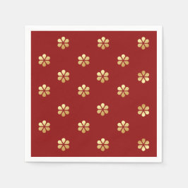 Festivals Modernes Rot & Gold Daisy Weihnachten Serviette