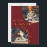 Festivals Modernes Weihnachtsfest - Foto Feiertagskarte<br><div class="desc">Ihre Freunde und Liebsten werden fröhlich und hell sein,  wenn sie diese genialen,  festlichen roten und goldenen Weihnachtskarten in dieser Weihnachtszeit erhalten.</div>