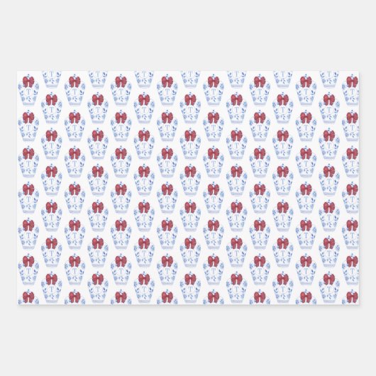 Festivals Monogram Ginger Jar mit Red Bow Weihnach Geschenkpapier Set (Vorderseite 2)