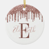 Festivals Monogram Rose Gold Glitzer Tropfen Keramik Ornament (Vorne)