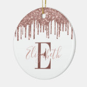 Festivals Monogram Rose Gold Glitzer Tropfen Keramik Ornament (Links)