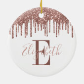 Festivals Monogram Rose Gold Glitzer Tropfen Keramik Ornament (Hinten)