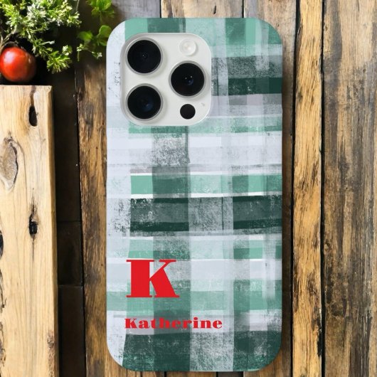 Festivals Monogramm kariert Tartan-Grün-Rot Case-Mate iPhone Hülle