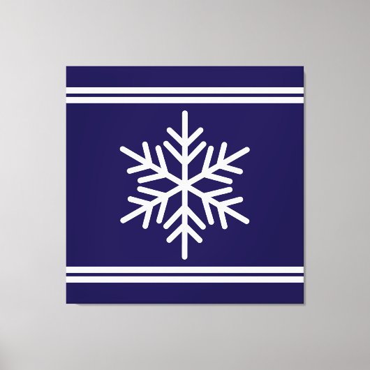 Festivals Navy Blauer Rennstreifen Schneeflocke Leinwanddruck (Vorderseite)