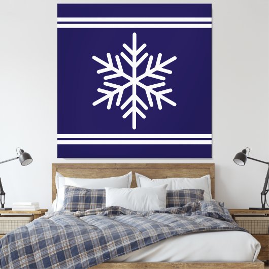 Festivals Navy Blauer Rennstreifen Schneeflocke Leinwanddruck (Insitu (Schlafzimmer))