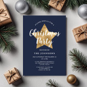 Festivals Navy Blue Gold Star Weihnachten Party Einladung