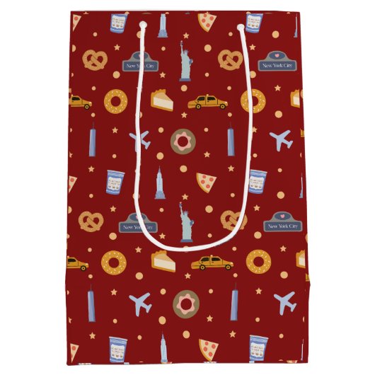 Festivals New York City Pattern Weihnachten Rot Mittlere Geschenktüte (Rückseite)