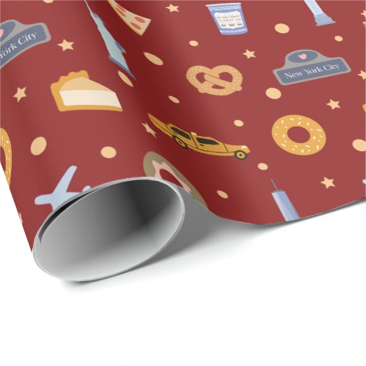 Festivals New York City Symbol Muster Weihnachten  Geschenkpapier (Rolleneckpunkt)
