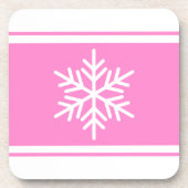 Festivals Nordic Snowflake Hübsch Pink White Strip Getränkeuntersetzer (Vorderseite)