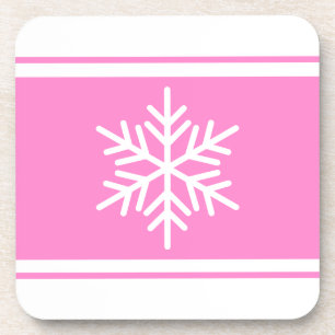 Festivals Nordic Snowflake Hübsch Pink White Strip Getränkeuntersetzer