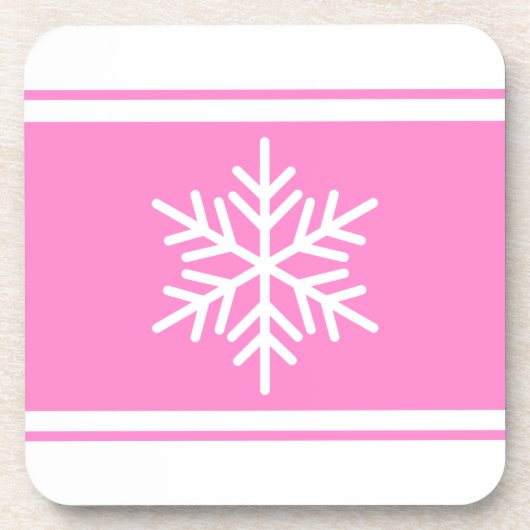 Festivals Nordic Snowflake Hübsch Pink White Strip Getränkeuntersetzer (Vorderseite)