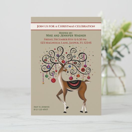 Festivals Ornamente Rentierspass Custom Weihnachte Einladung (Stehend Vorderseite)