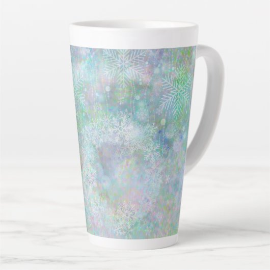 Festivals Pastel Snowflake Design Milchtasse (Rechte Ecke)