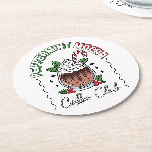 Festivals Peppermint Mocha Coffee Cup Design Runder Pappuntersetzer (Angewinkelt)