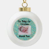Festivals Personalisiert 1. Baby Foto Keramik Kugel-Ornament (Vorderseite)