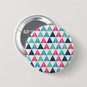 Festivals Pine Triangle Mosaik Abstrakte Weihnacht Button (Vorne & Hinten)
