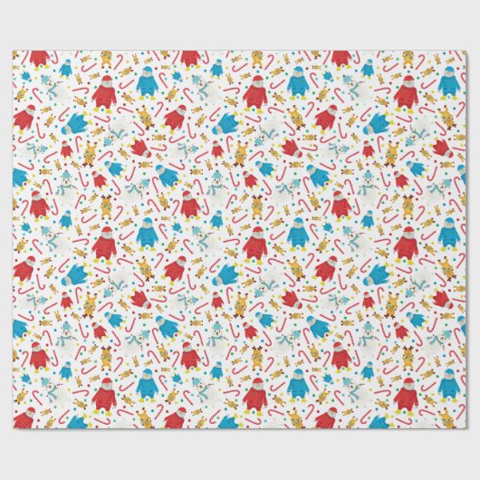 Festivals Pinguin Reindeer Snowman Design Geschenkpapier (Flach)