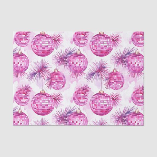 Festivals Pink Disco Balls Muster Seidenpapier (Vorderseite)