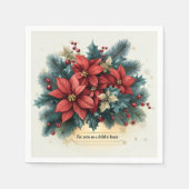Festivals Poinsettia Krippe Verse Decoupage Serviette (Vorderseite)