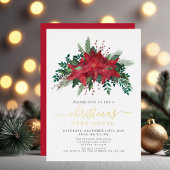 Festivals Poinsettia Weihnachtsfeier Gold Folieneinladung