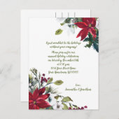 Festivals Poinsettias Holly Berries Weihnachtsfest Einladungspostkarte (Vorne/Hinten)