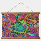 Festivals Psychedelisch farbenfrohe Dahlia Blume P Wandteppich Mit Holzrahmen (Vorne)