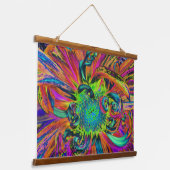 Festivals Psychedelisch farbenfrohe Dahlia Blume P Wandteppich Mit Holzrahmen (Gewinkelt)