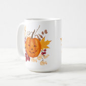 Festivals Pumpkin-Tasse mit Herbstblättern Kaffeetasse (Vorderseite Links)