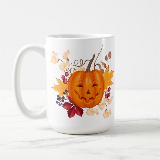 Festivals Pumpkin-Tasse mit Herbstblättern Kaffeetasse (Links)