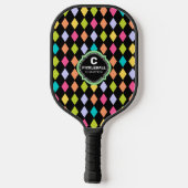 Festivals Raute Diamond farbenfrohe Monogramm Pickleball Schläger (Rückseite)