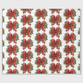 Festivals Red and Gold Christmas Bow Muster Geschenkpapier (Flach)
