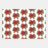 Festivals Red and Gold Christmas Bow Muster Geschenkpapier Set (Vorderseite 2)