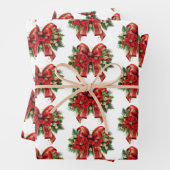 Festivals Red and Gold Christmas Bow Muster Geschenkpapier Set (Beispiel)