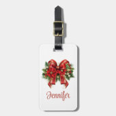 Festivals Red and Gold Weihnachtsbow Gepäckanhänger (Vorderseite vertikal)