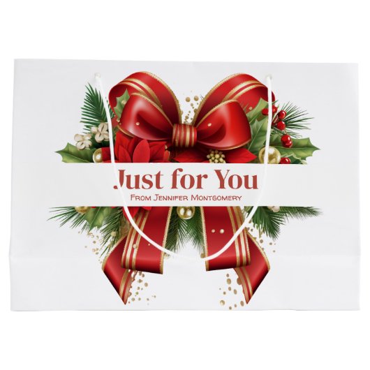 Festivals Red and Gold Weihnachtsbow Große Geschenktüte (Rückseite)