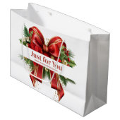 Festivals Red and Gold Weihnachtsbow Große Geschenktüte (Vorderseite Schrägansicht)